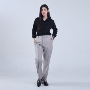Light Gray Black Striped Formal Pants