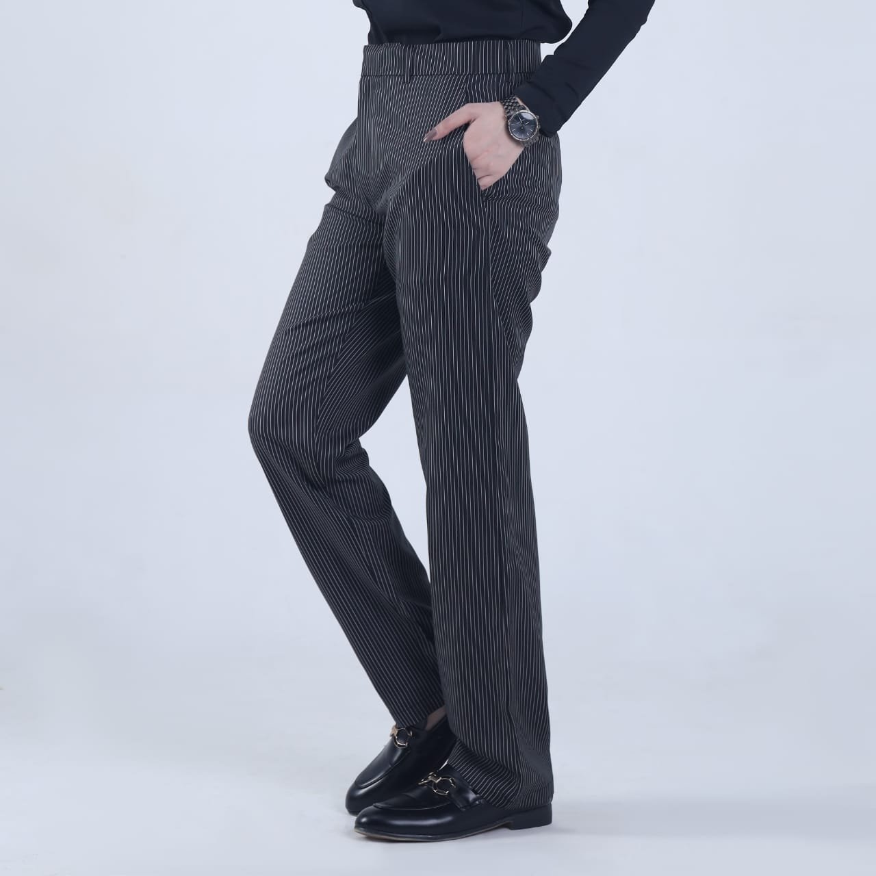 Black Striped Formal Pants