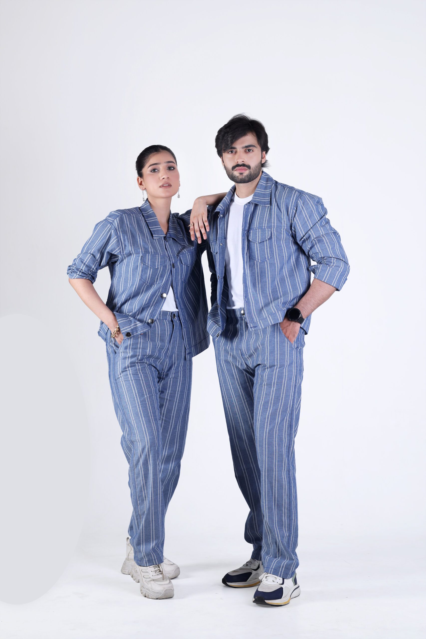 Unisex Blue Striped Co-Ord Set