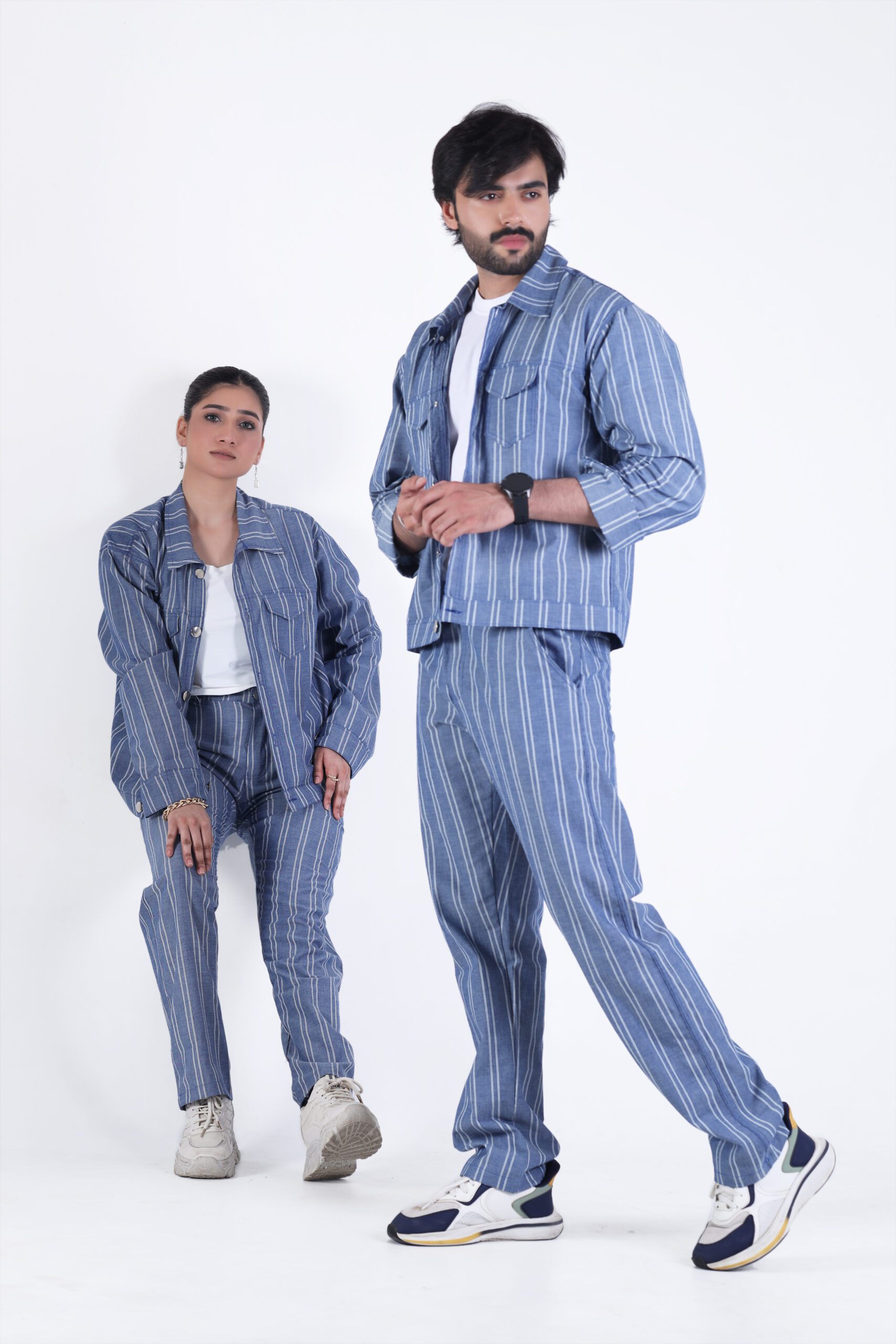 Unisex Blue Striped Co-Ord Set