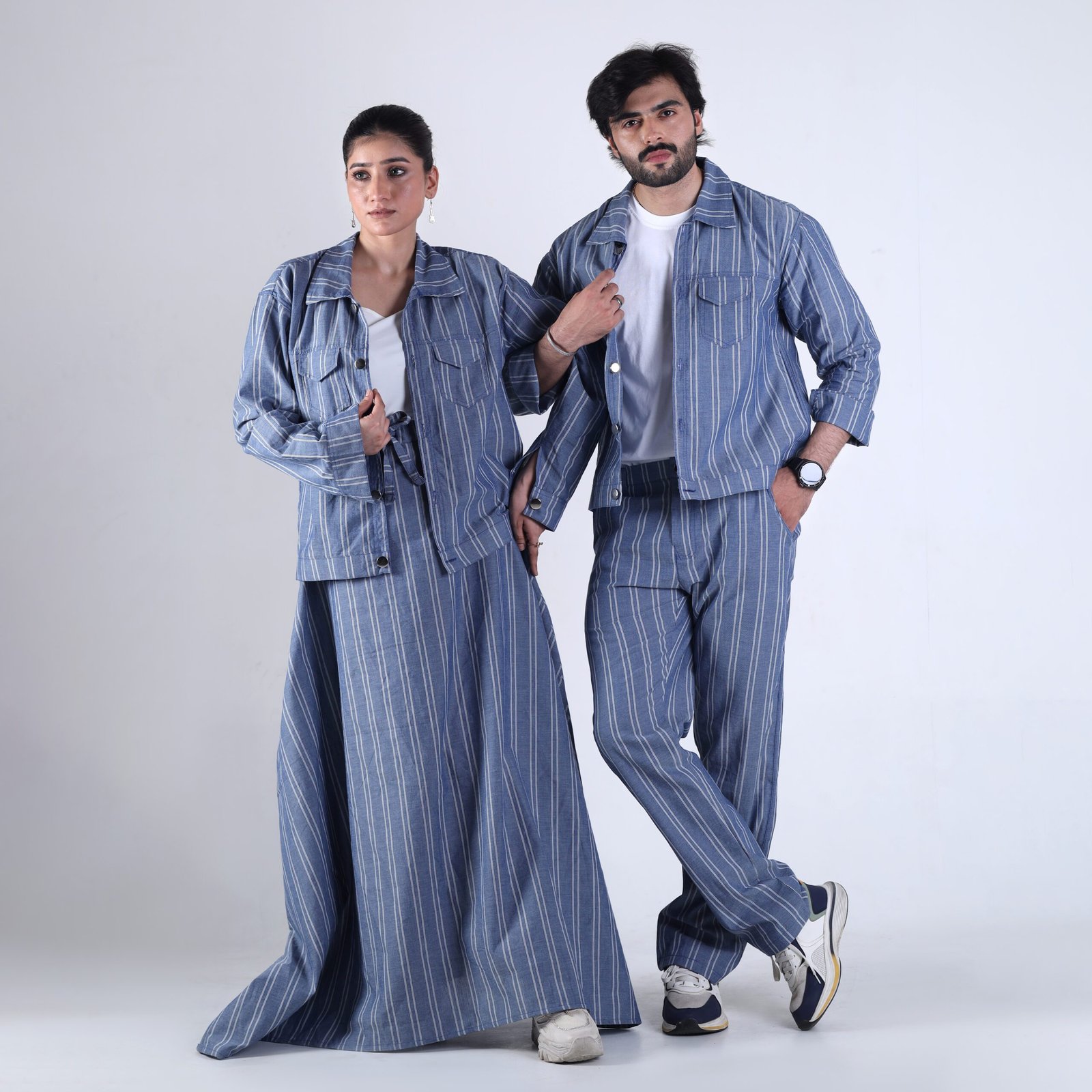 Unisex Blue Striped Co-Ord Set