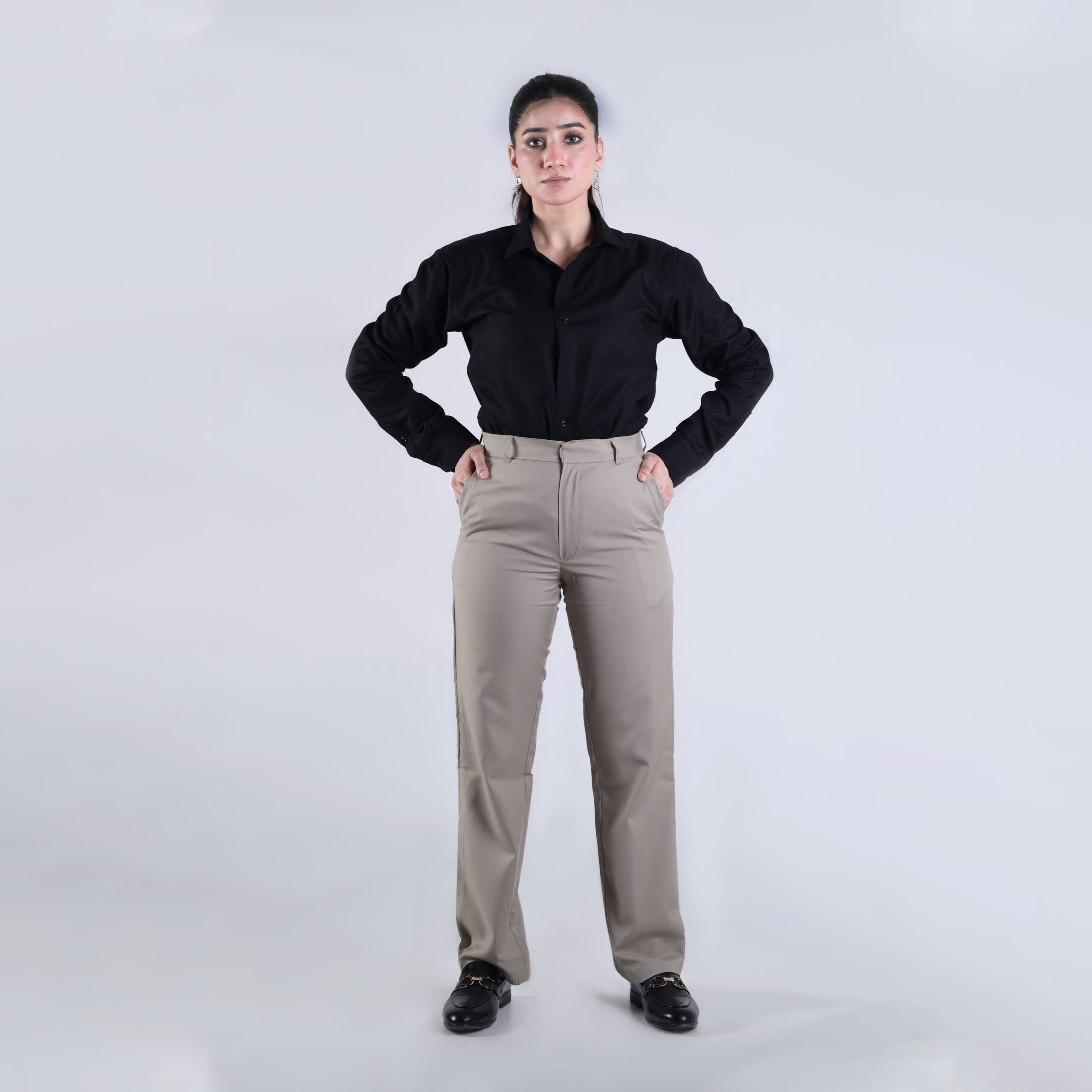 Beige Formal Pants for Women